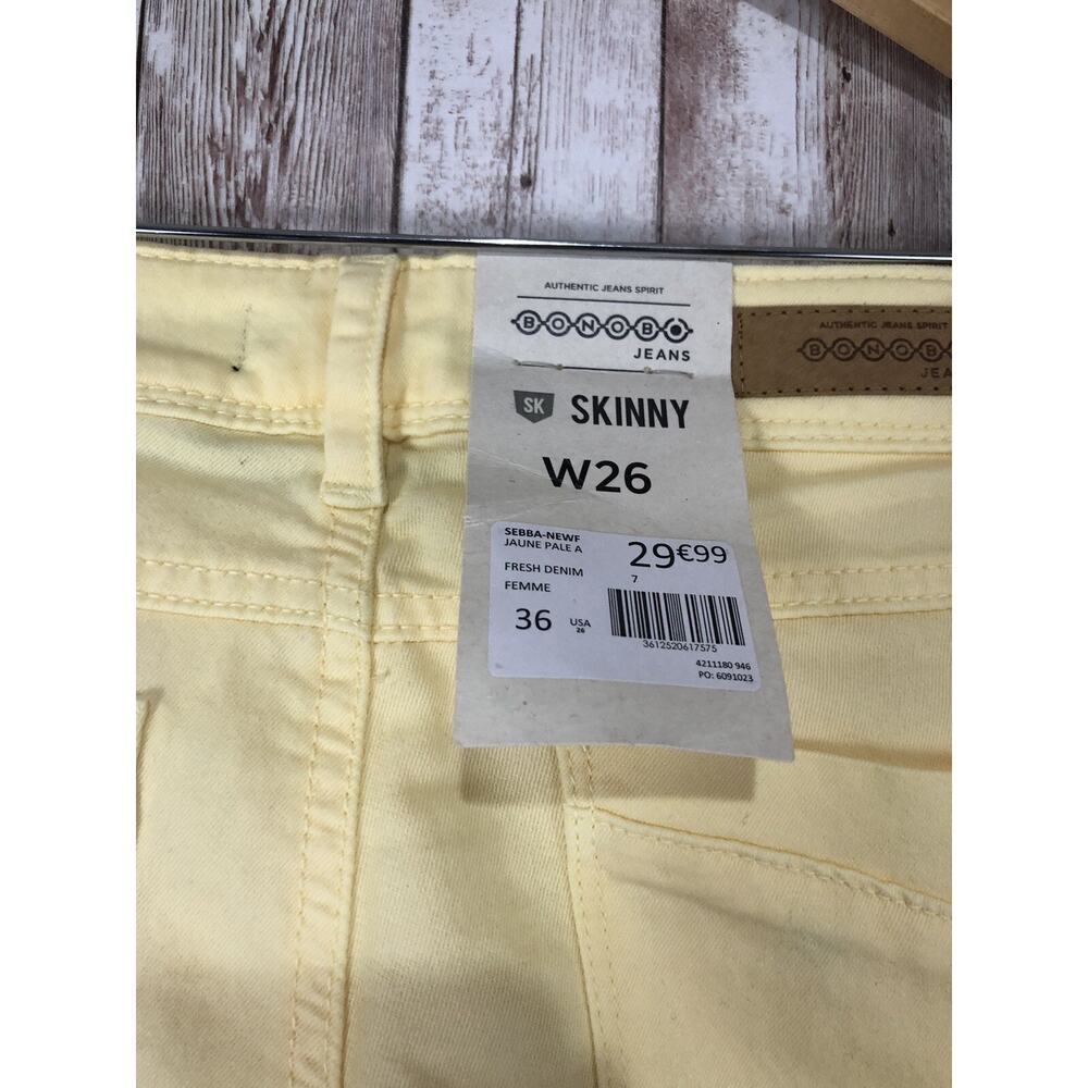 Bonobo Jeans Womens 2Tall Yellow Denim Pants Skinny Leg W:26x33 N41 - Picture 3 of 8